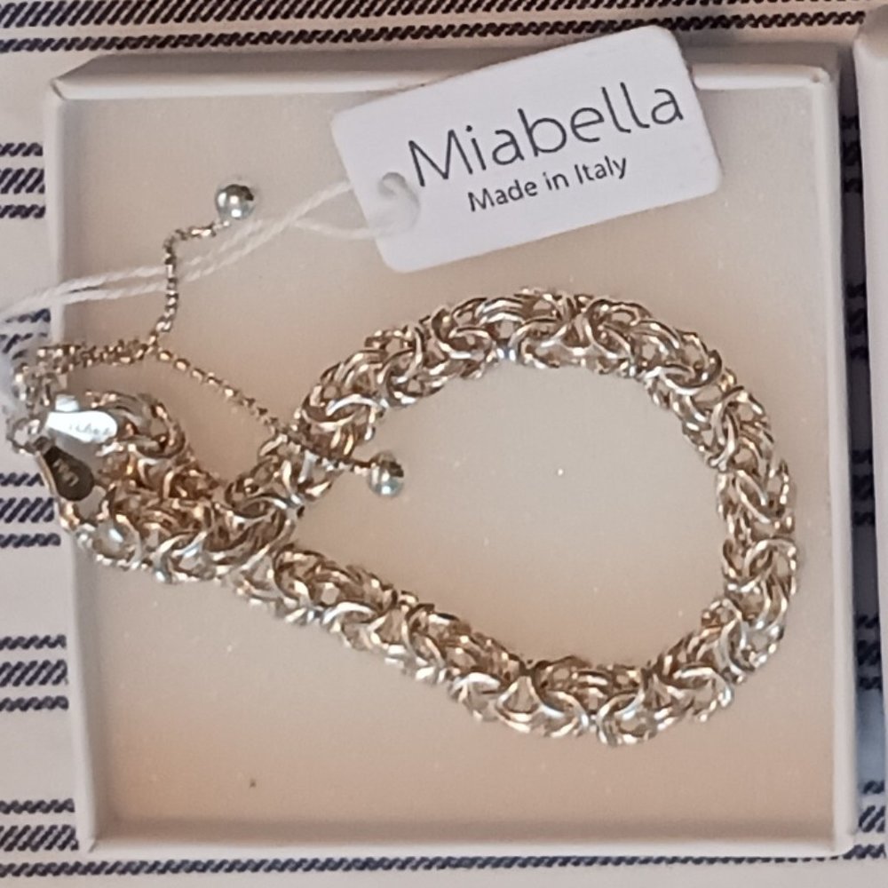 Miabella 925 Sterling Silver Byzantine Adjustable Bracelet